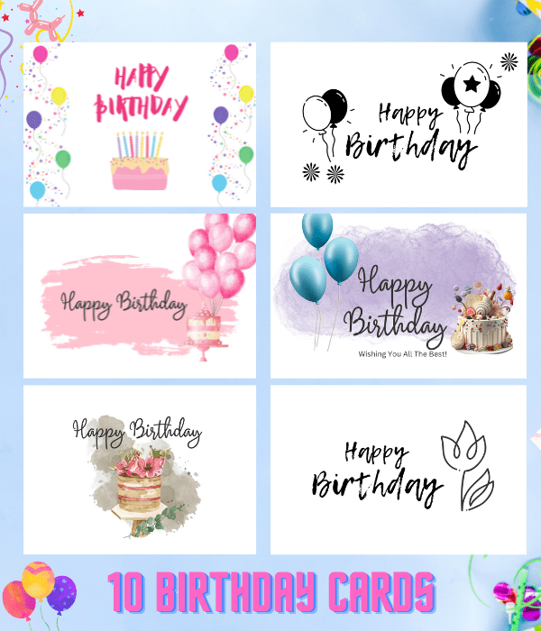 Birthday Cards Variety Pack: 10 Cards