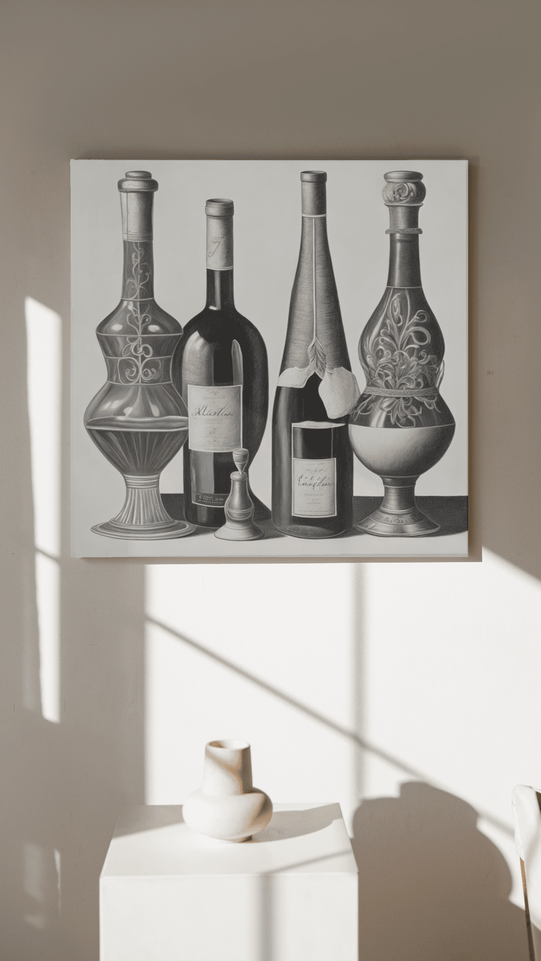 Set Of 3 Vintage Bottle Drawings