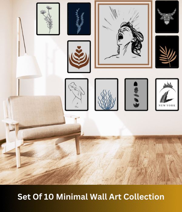Set Of 10 Minimal Wall Art Collection: Free Bonuses