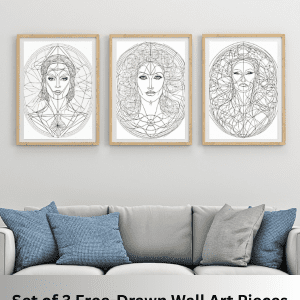 Set of 3 Free-Drawn Wall Art Pieces
