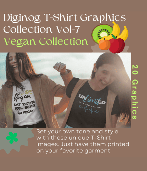 T-Shirt Designs Vol 7: Vegan Images, Commercial License Included
